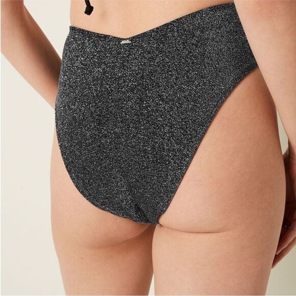 VICTORIA’S SECRET PINK | NEW Black Shimmer Two Piece Swimsuit Women’s Size M - Picture 4 of 16